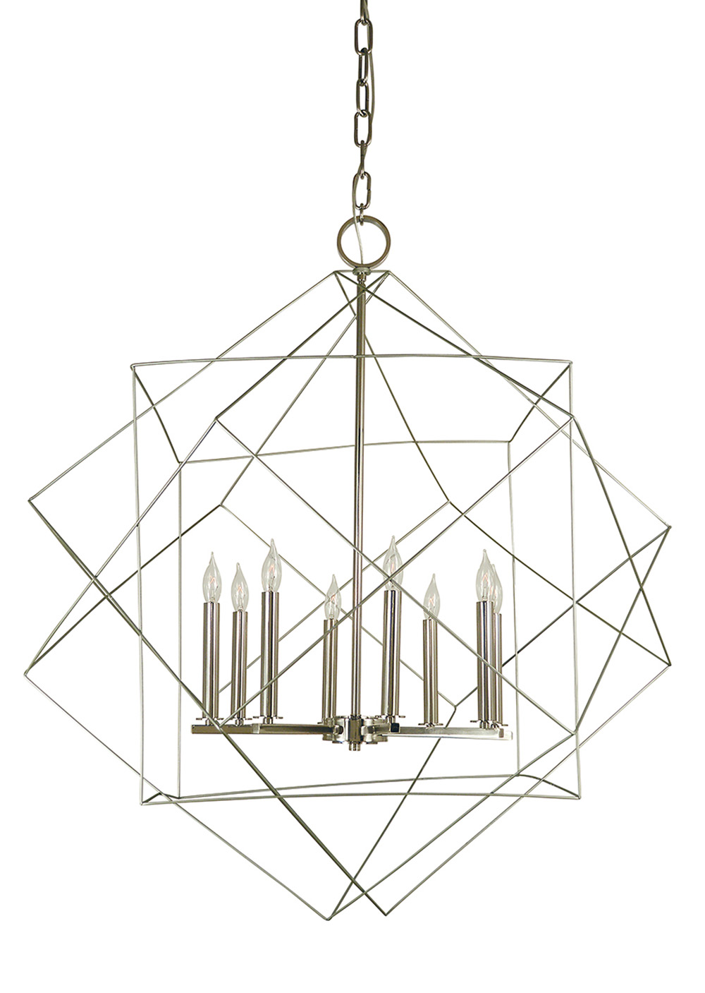 French country 8-Light Satin Pewter/Polished Nickel Etoile Chandelier