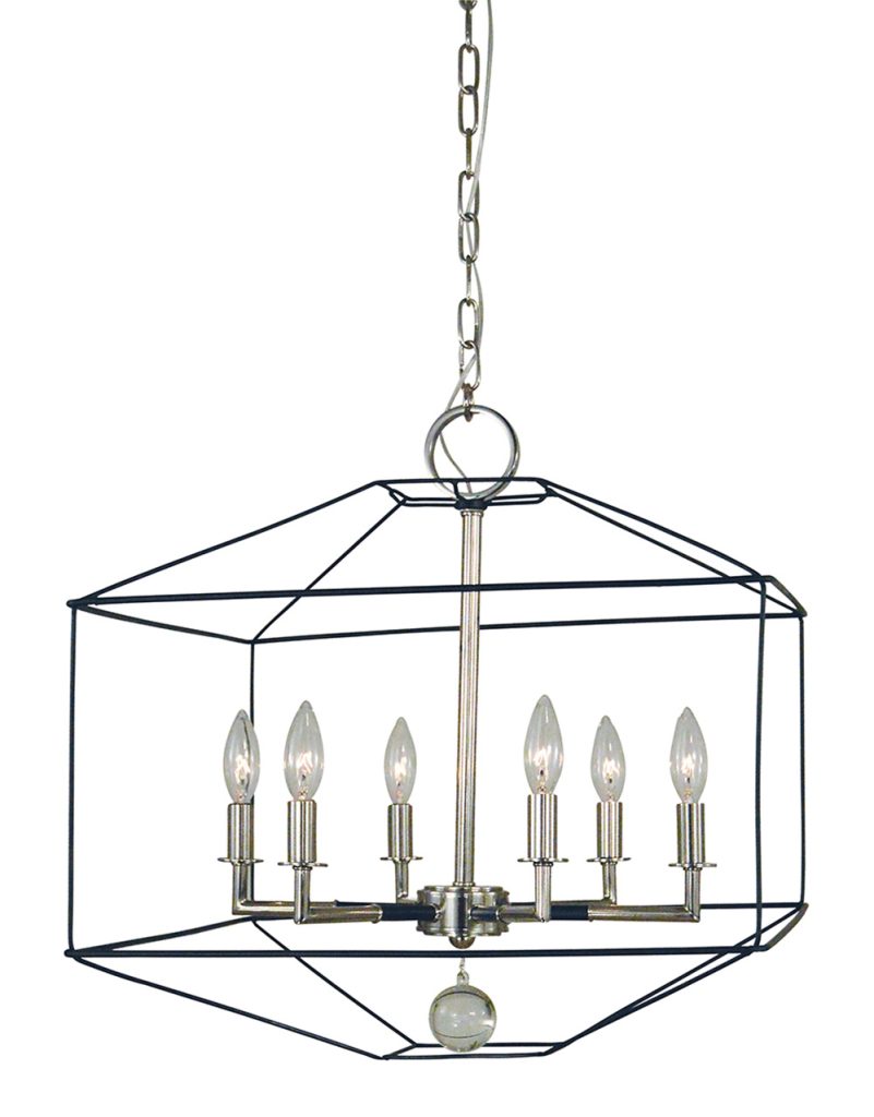 French country 6 light polished nickel matte black isabella chandelier